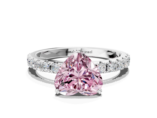 Platinum Heart-Shaped Pave Solitaire Engagement Ring Setting for Fancy Pink Center