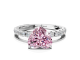 White gold Fancy Pink Heart  Solitaire Pavé Band with Four-Prong Setting_155