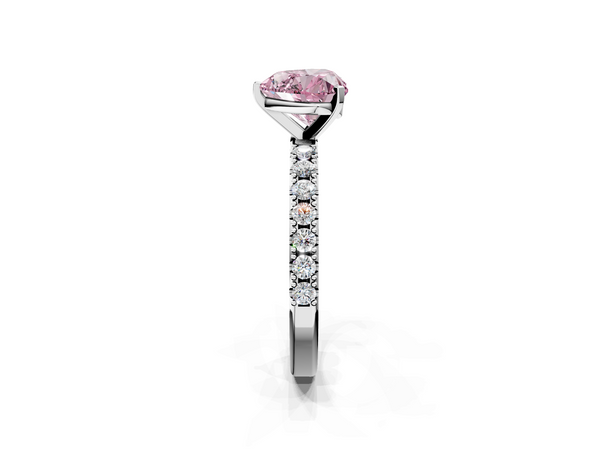 Platinum Heart-Shaped Pave Solitaire Engagement Ring Setting for Fancy Pink Center