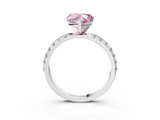 White gold Fancy Pink Heart  Solitaire Pavé Band with Four-Prong Setting_158