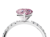 White gold Fancy Pink Heart  Solitaire Pavé Band with Four-Prong Setting_159