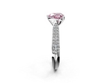White gold Fancy Pink Heart  Solitaire Pavé Diamond Engagement Ring with Four-Prong Setting_158