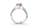 White gold Fancy Pink Heart  Solitaire Pavé Diamond Engagement Ring with Four-Prong Setting_159