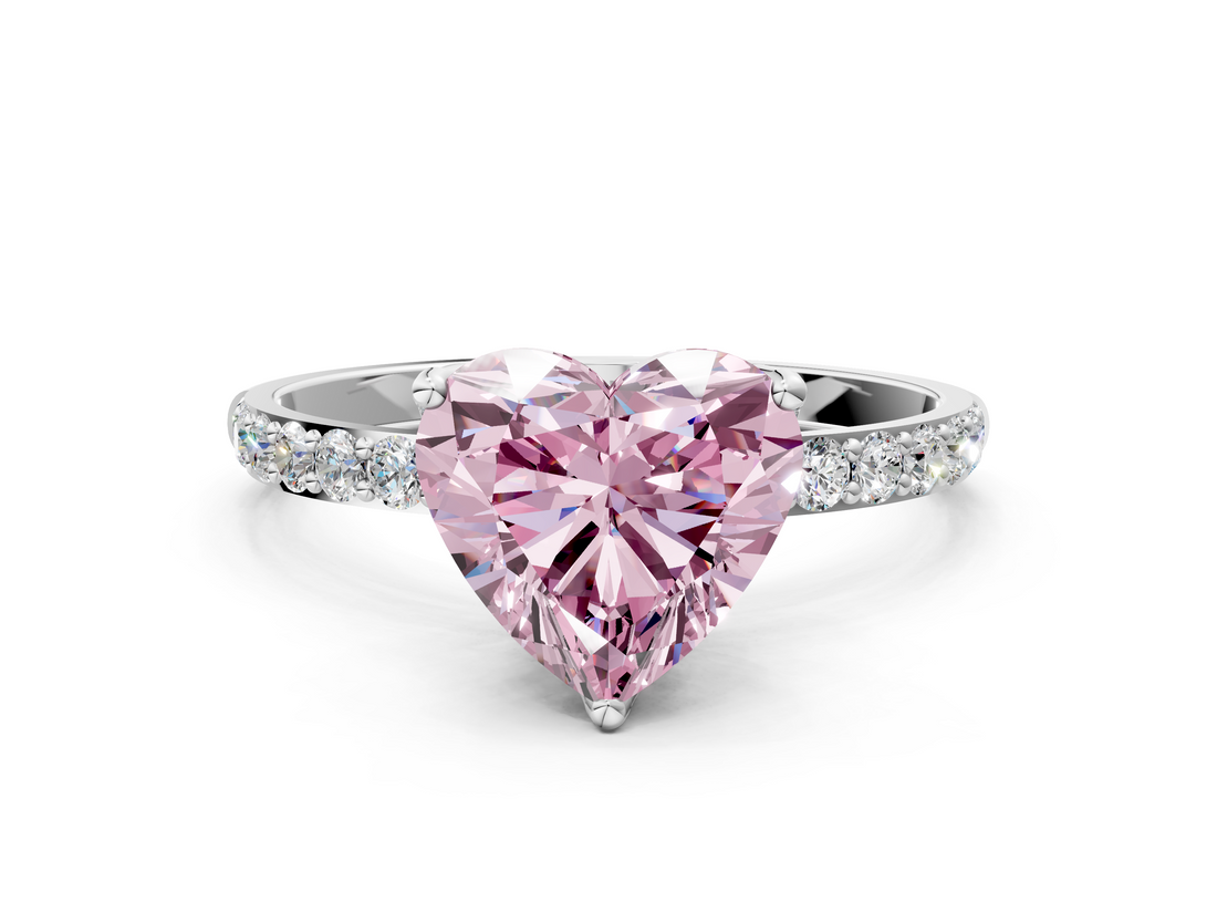 White gold Fancy Pink Heart  Solitaire Pavé Diamond Engagement Ring with Four-Prong Setting_39