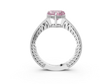 White gold Fancy Pink Heart  Solitaire Pavé Diamond Milgrain Engagement Ring with Four-Prong Setting_6