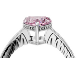 White gold Fancy Pink Heart  Solitaire Pavé Diamond Milgrain Engagement Ring with Four-Prong Setting_7