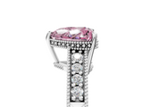 White gold Fancy Pink Heart  Solitaire Pavé Diamond Milgrain Engagement Ring with Four-Prong Setting_8