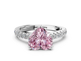 White gold Fancy Pink Heart  Solitaire Pave Diamond Engagement Ring with Prong Setting_20