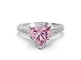 White gold Fancy Pink Heart  Solitaire Pave Split Shank Ring with Four-Prong Setting_111