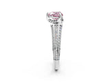 White gold Fancy Pink Heart  Solitaire Pave Split Shank Ring with Four-Prong Setting_113