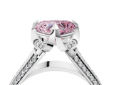 White gold Fancy Pink Heart  Solitaire Pave Split Shank Ring with Four-Prong Setting_115
