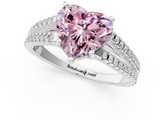 White gold Fancy Pink Heart  Solitaire Split Shank Pavé Diamond Engagement Ring_385