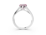 White gold Fancy Pink Heart  Solitaire Split Shank Pavé Diamond Engagement Ring_387