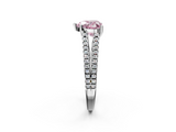 White gold Fancy Pink Heart  Solitaire Split Shank Pavé Diamond Engagement Ring_390