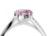 White gold Fancy Pink Heart  Solitaire Split Shank Pavé Diamond Engagement Ring_392