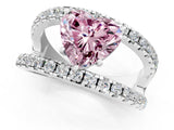 White gold Fancy Pink Heart  Solitaire Split Shank Pave Diamond Ring_50