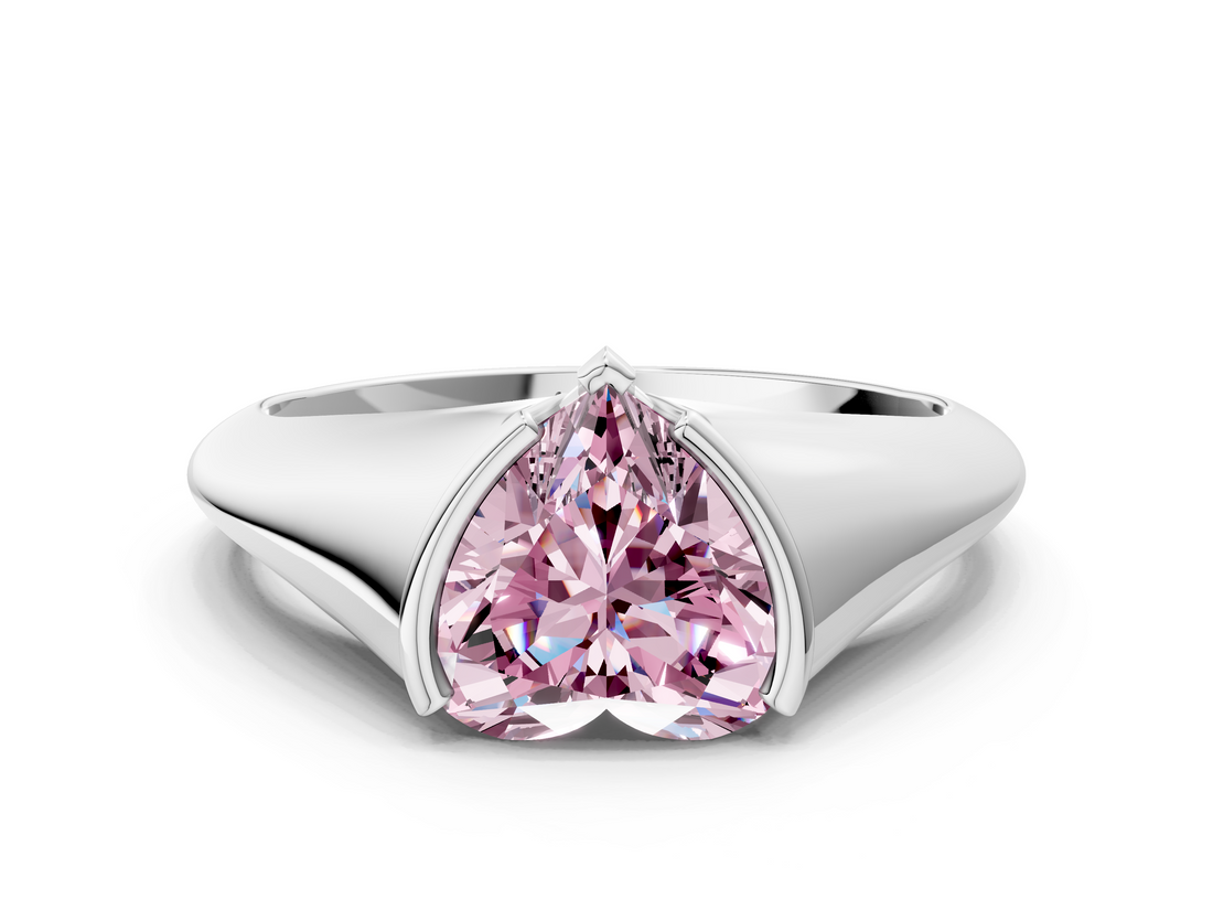 White gold Fancy Pink Heart  Solitaire Tension Set Diamond Ring_19