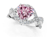 White gold Fancy Pink Heart  Solitaire Twist Band Pavé Diamond Engagement Ring_28