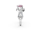 White gold Fancy Pink Heart  Solitaire Twist Band Pavé Diamond Engagement Ring_34