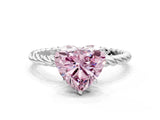 White gold Fancy Pink Heart  Solitaire Twist Band Ring with Four-Prong Setting_188