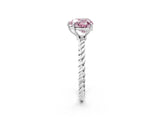 White gold Fancy Pink Heart  Solitaire Twist Band Ring with Four-Prong Setting_190