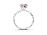 White gold Fancy Pink Heart  Solitaire Twist Band Ring with Four-Prong Setting_191