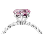 White gold Fancy Pink Heart  Solitaire Twist Band Ring with Four-Prong Setting_192