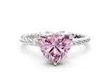 White gold Fancy Pink Heart  Solitaire Twist Band Ring with Four-Prong Setting_194