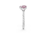 White gold Fancy Pink Heart  Solitaire Twist Band Ring with Four-Prong Setting_196