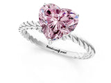 White gold Fancy Pink Heart  Solitaire Twist Band Ring with Four-Prong Setting_19