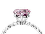 White gold Fancy Pink Heart  Solitaire Twist Band Ring with Four-Prong Setting_204
