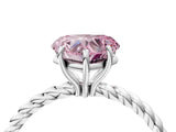 White gold Fancy Pink Heart  Solitaire Twist Band Ring with Four-Prong Setting_22