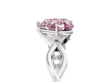 White gold Fancy Pink Heart  Solitaire Twist Band with Leaf Prong Setting 5