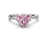 White gold Fancy Pink Heart  Solitaire Twist Band with Pavé Diamonds and Four-Prong Setting_63