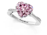 White gold Fancy Pink Heart  Solitaire Twist Band with Pavé Diamonds and Four-Prong Setting_64
