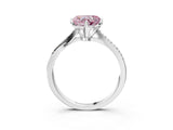White gold Fancy Pink Heart  Solitaire Twist Band with Pavé Diamonds and Four-Prong Setting_66