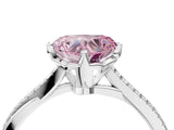 White gold Fancy Pink Heart  Solitaire Twist Band with Pavé Diamonds and Four-Prong Setting_69