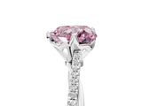 White gold Fancy Pink Heart  Solitaire Twist Band with Pavé Diamonds and Four-Prong Setting_70