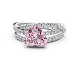 White gold Fancy Pink Heart  Solitaire Twist Band with Pavé Setting and Four-Prong Setting_112