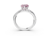 White gold Fancy Pink Heart  Solitaire Twist Band with Pavé Setting and Four-Prong Setting_115