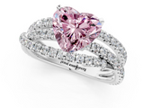 White gold Fancy Pink Heart  Solitaire Twist Band with Pavé Setting and Four-Prong Setting_125