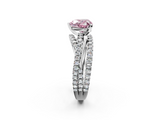 White gold Fancy Pink Heart  Solitaire Twist Band with Pavé Setting and Four-Prong Setting_126