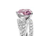 White gold Fancy Pink Heart  Solitaire Twist Band with Pavé Setting and Four-Prong Setting_129