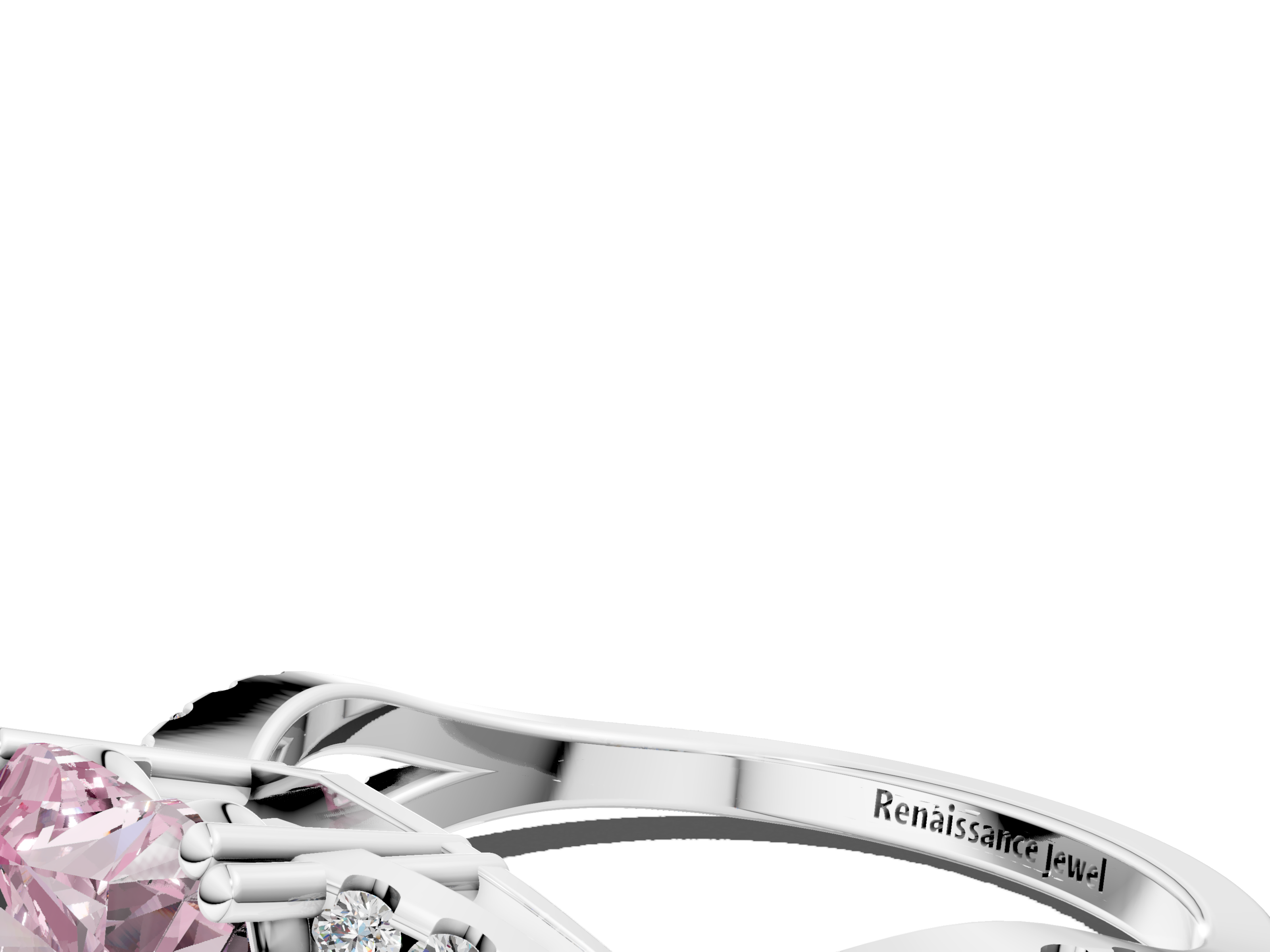 White gold Fancy Pink Heart  Solitaire Twist Band with Pavé Setting and Four-Prong Setting_41