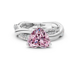 White gold Fancy Pink Heart  Solitaire Twist Band with Pave Prong Setting_45