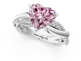 White gold Fancy Pink Heart  Solitaire Twist Band with Pave Prong Setting_46