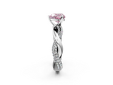 White gold Fancy Pink Heart  Solitaire Twist Band with Pave Prong Setting_47
