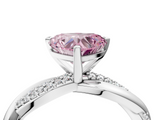 White gold Fancy Pink Heart  Solitaire Twist Band with Pave Prong Setting_49