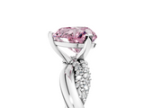White gold Fancy Pink Heart  Solitaire Twist Band with Pave Prong Setting_50