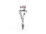 White gold Fancy Pink Heart  Solitaire Twist Band with Pave Set Diamonds and Four-Prong Setting_110